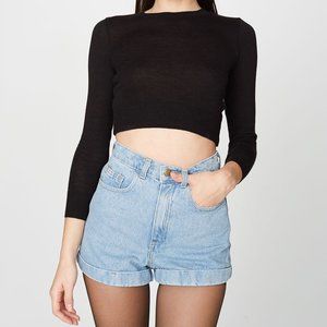 American Apparel Medium Wash High-Waist Jean Cuff Short